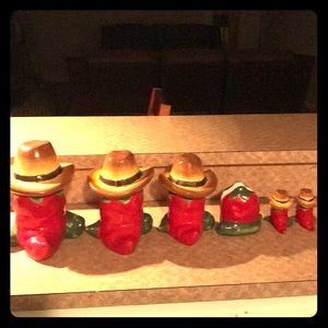 Canister, napkin holder, salt and pepper shakers